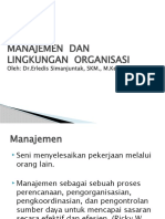 Manajemen Dan Lingkungan Organisasi.
