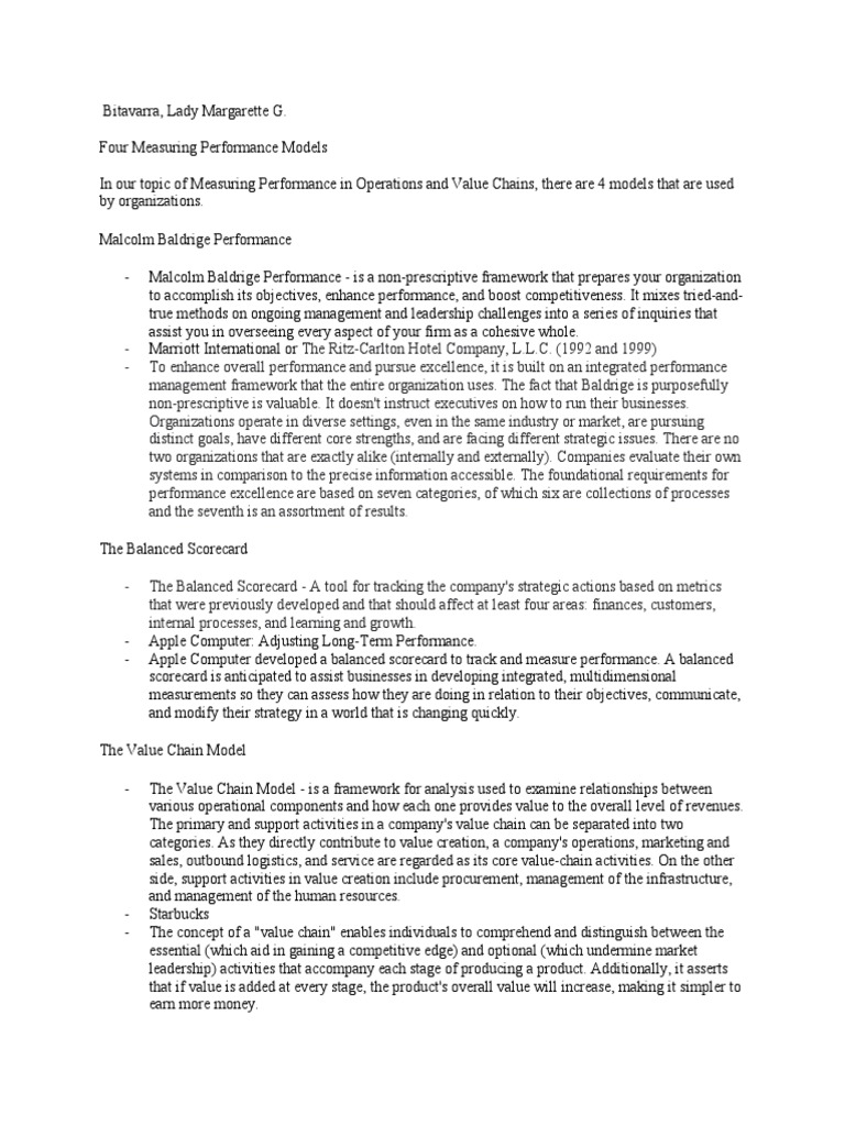 Performance Models in Business Operations | PDF | Value Chain | Economies