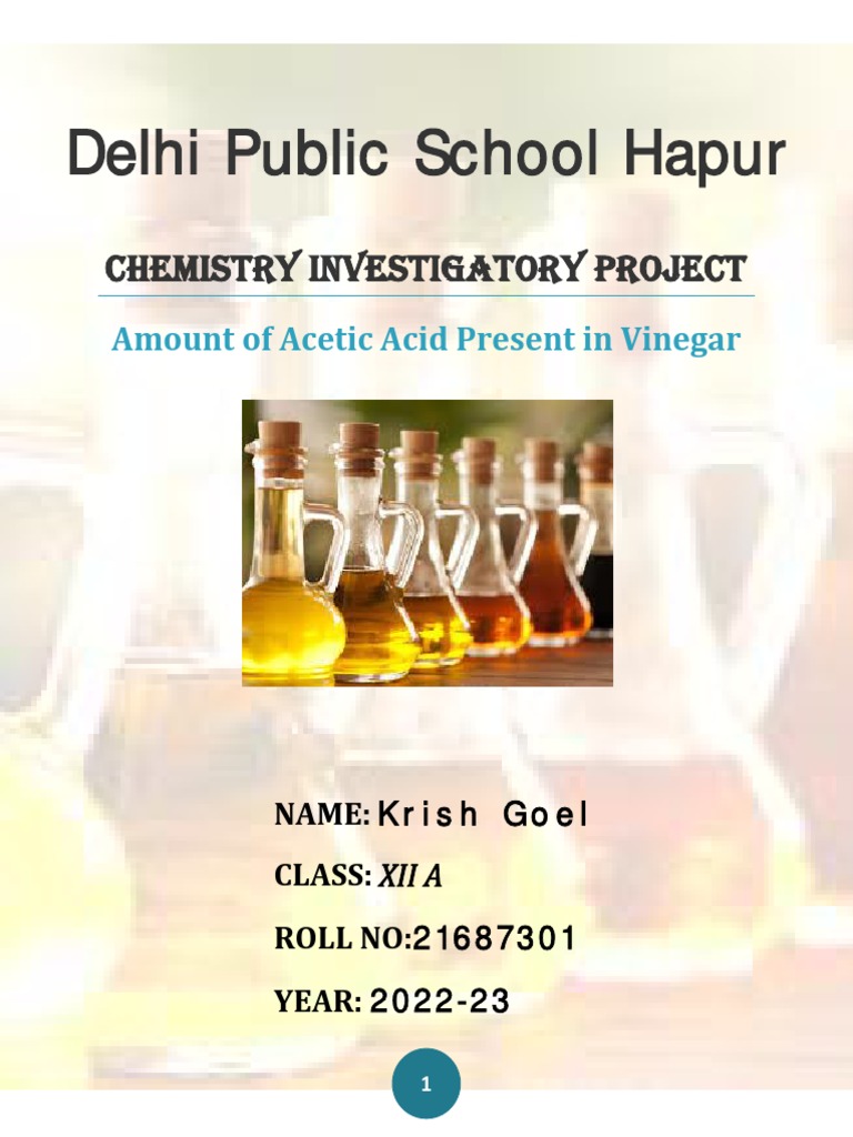 Amount of Acetic Acid Present in Vinegar Chemistry PDF Titration