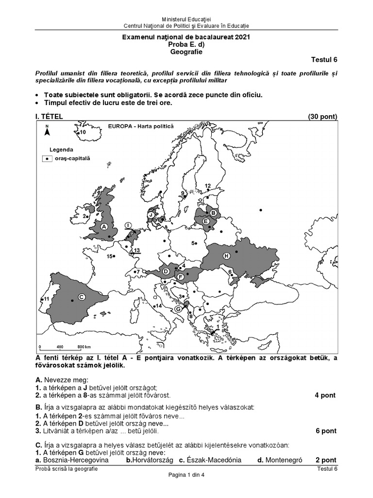 E D Geografie 2021 Test 06 Hu | PDF
