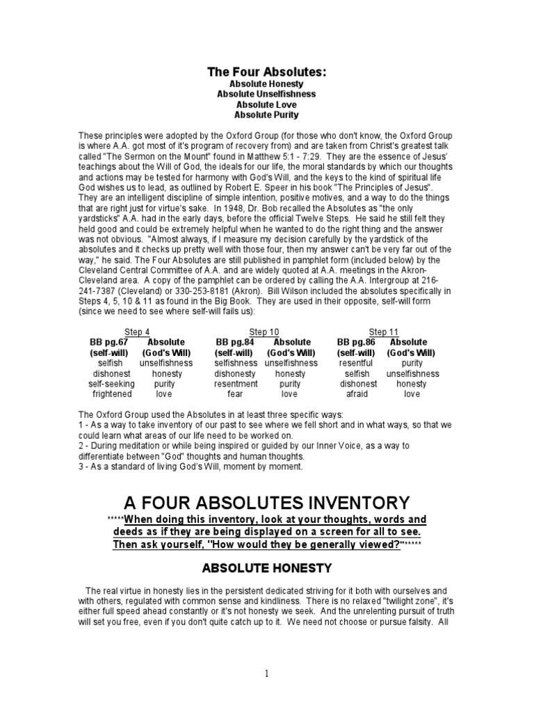 Aa The Four Absolutes Is It True