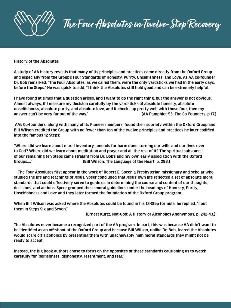 The four absolutes in twelve step recovery pdf twelve step program