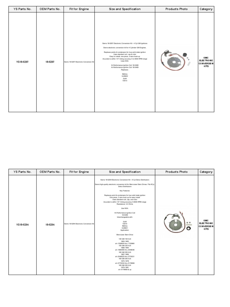 Omc Electronic Conversion Kits PDF Ignition System Distributor