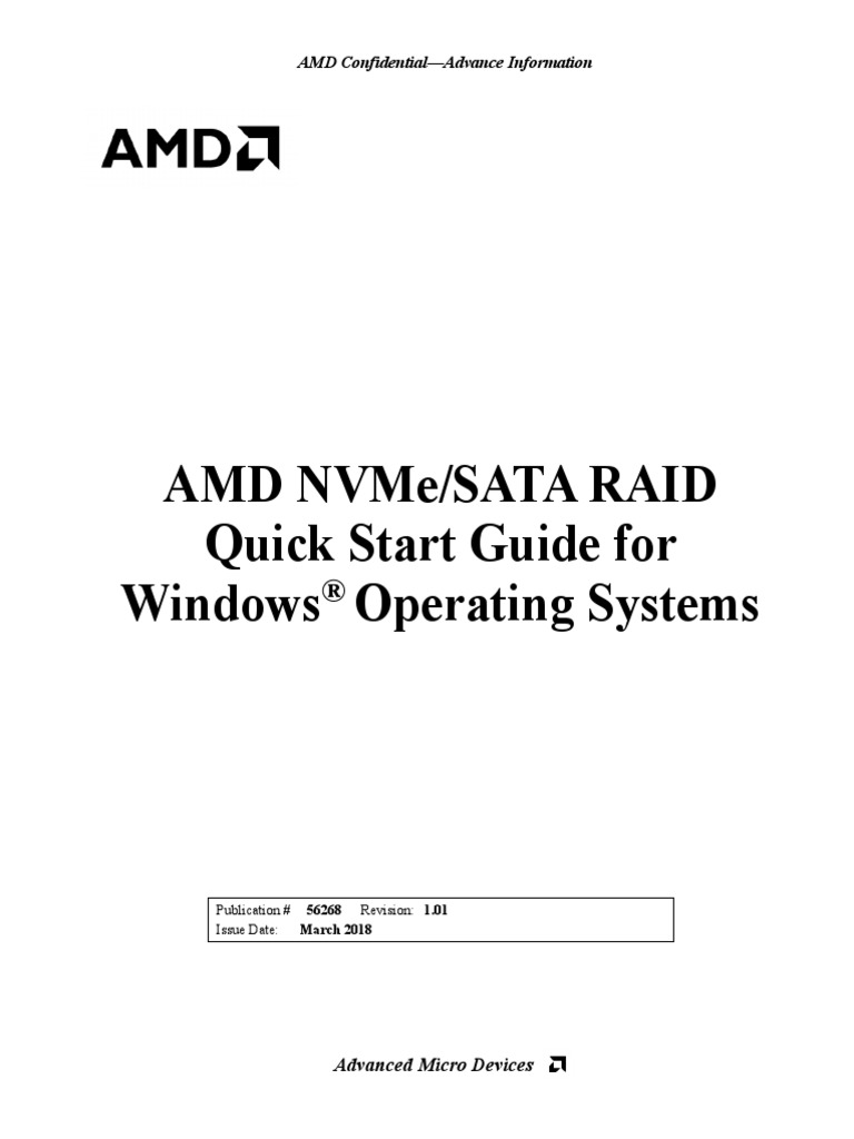 AMD NVMe SATA RAID Quick Start Guide For Windows Operating Systems 1.