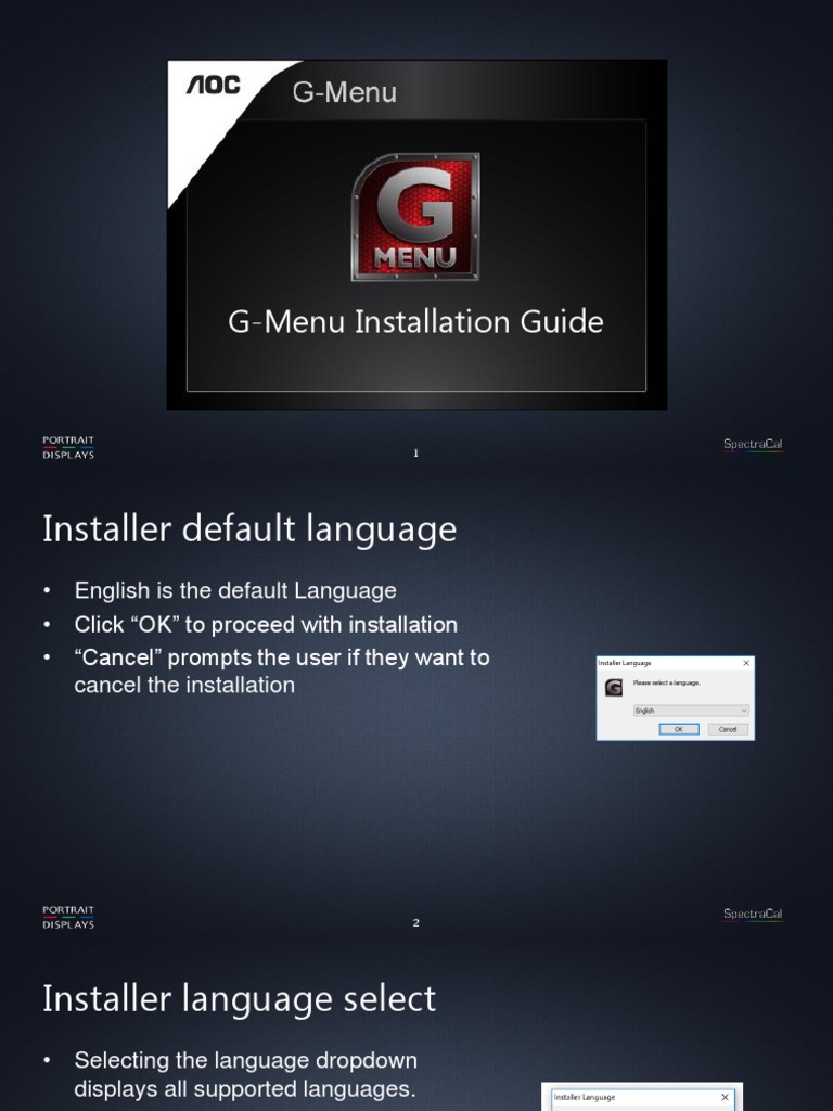 AOC GMenu Installation Guide PDF Installation Programs
