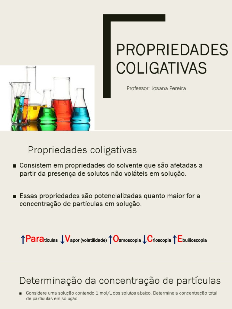 Propriedades Coligativas em Soluções | PDF | Osmose | Física Aplicada e ...