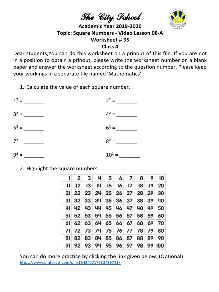 Class 4 Worksheet 35 PDF