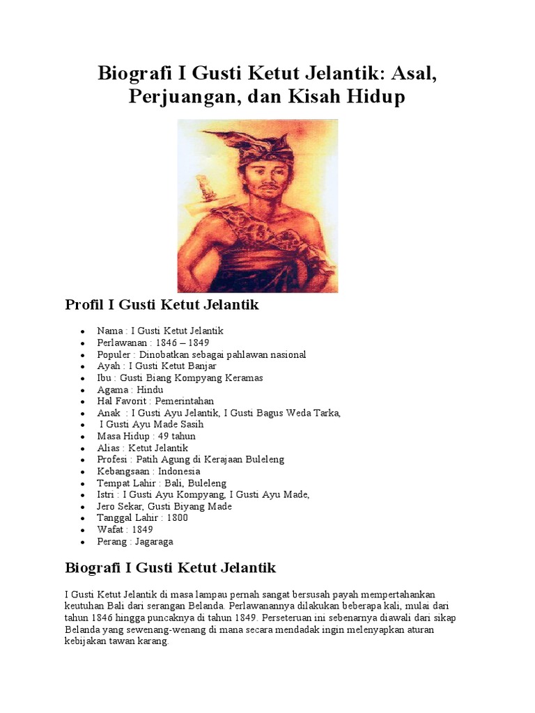 Biografi I Gusti Ketut Jelantik | PDF