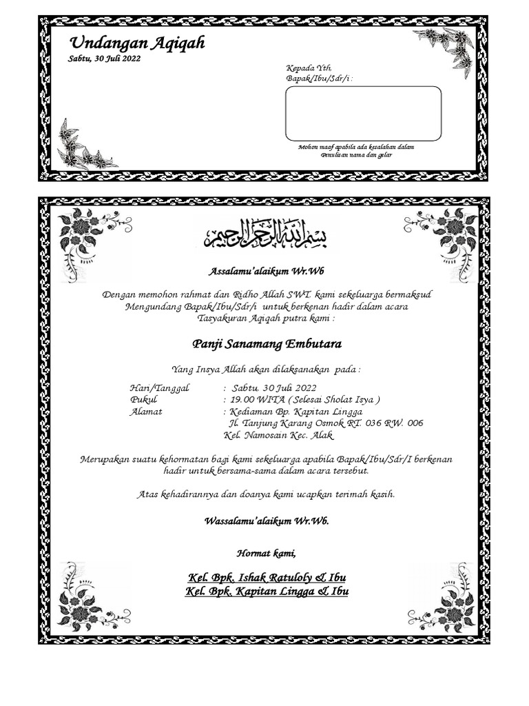 Undangan Aqiqah | PDF