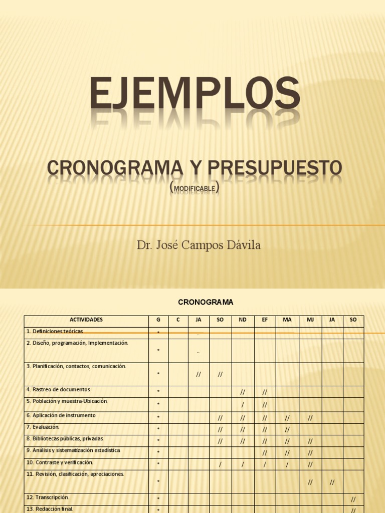 Cronograma y Presupuesto | PDF