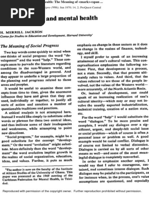 Social progress and mental health