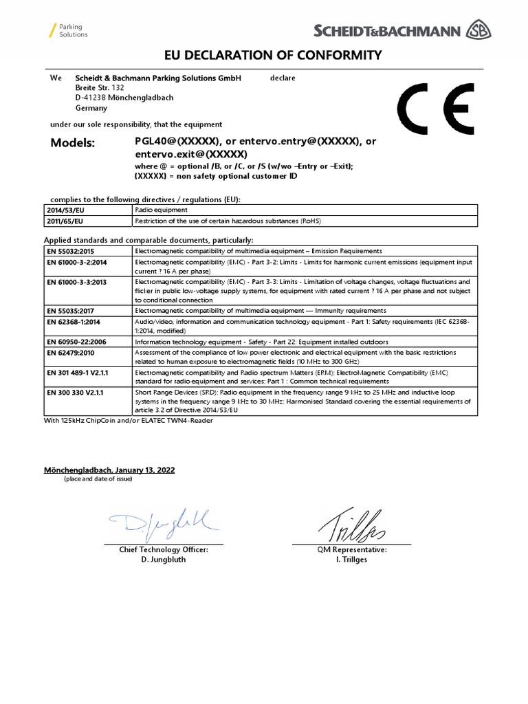 Pgl40 Eu Declaration of Conformity-1 | PDF | Electromagnetic ...
