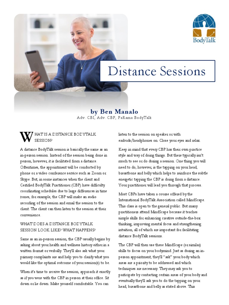 Distance BodyTalk Session Overview | PDF | Mind | Consciousness
