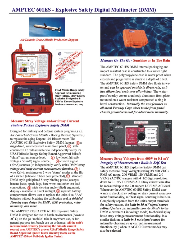 AMPTEC 601ES Explosive Safety DMM | PDF | Volt | Electrical Engineering
