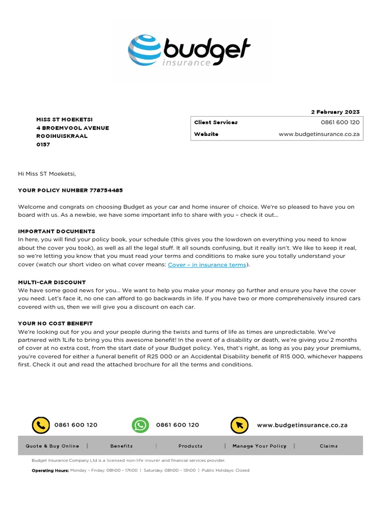 Budget insurance policy number 778754485 pdf insurance audit