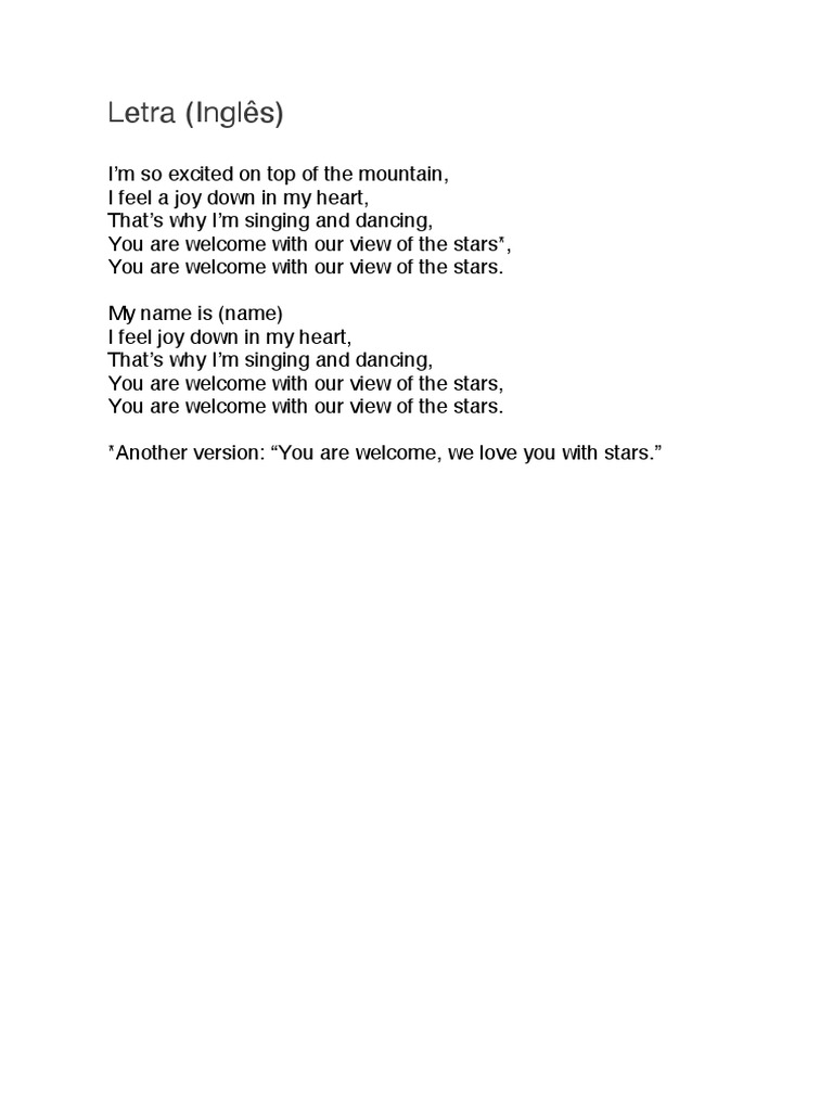 Welcome Song Lyrics in English | PDF