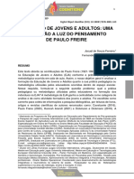 Educacao de Jovens e Adultos Uma Reflexao A Luz Do Pensamento de Paulo Freire