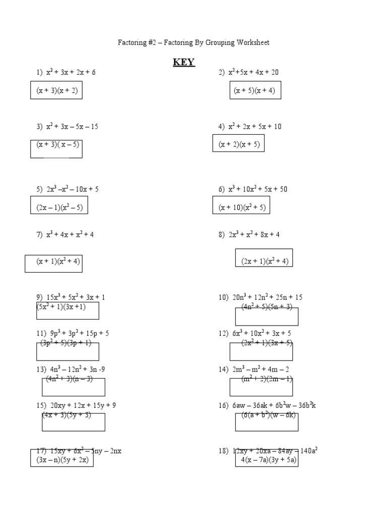 Factoring By Grouping Key Pdf