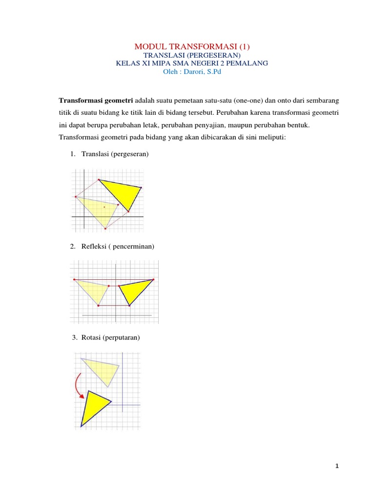 Modul Transformasi Geometri: Translasi | PDF