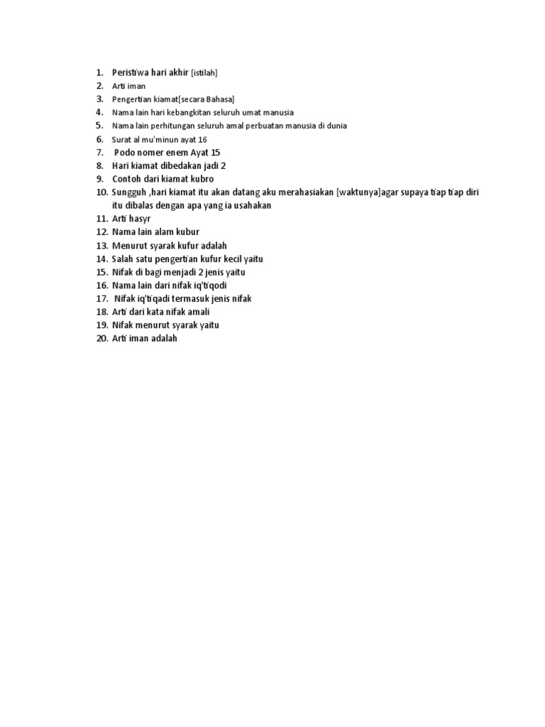 Peristiwa Hari Akhir Materi | PDF