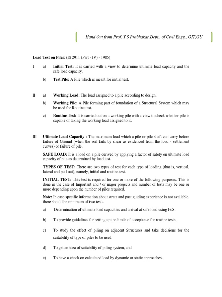 Load test on piles is 2911 part iv 1985 pdf deep foundation