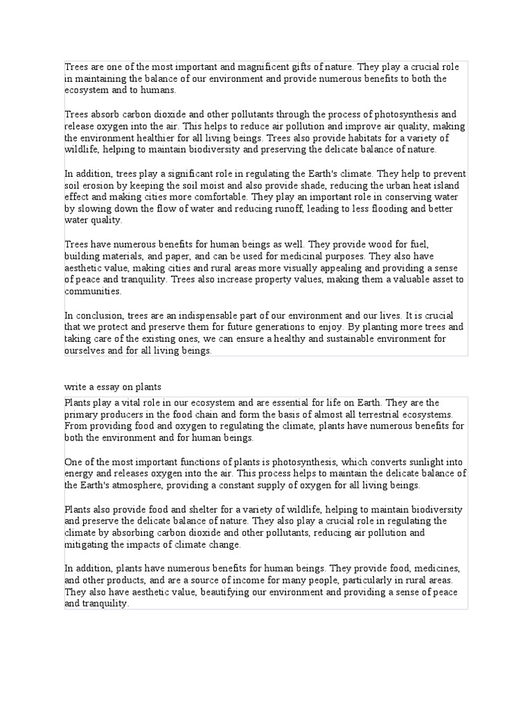 Essay On Trees PDF Natural Environment Ecosystem