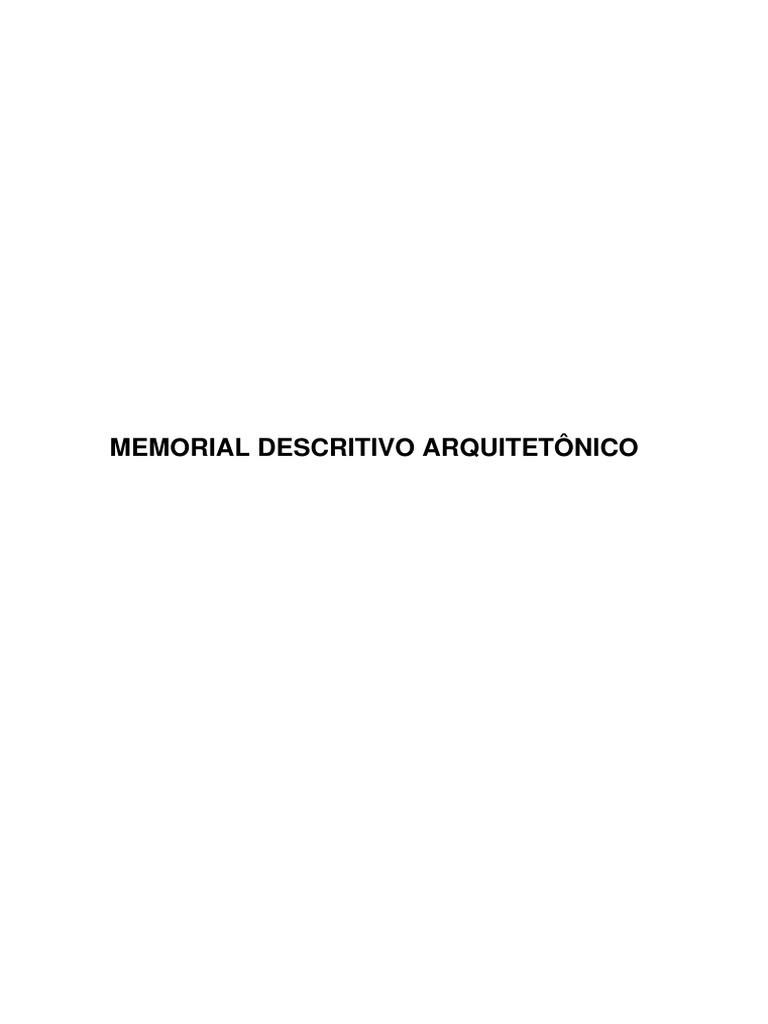 Memorial Descritivo Arquitetônico | PDF