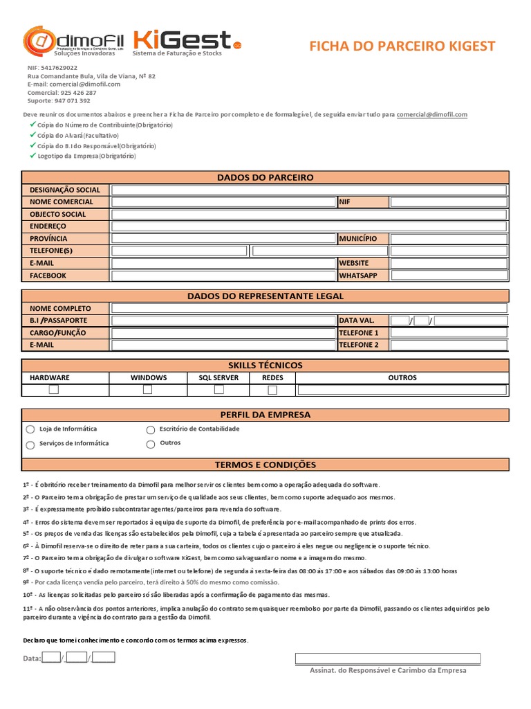 Ficha de Parceria KiGest | PDF | Informática