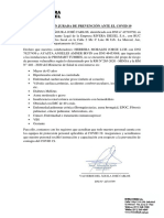 Declración Jurada de Prevención Ante El Covid - Representante Legal