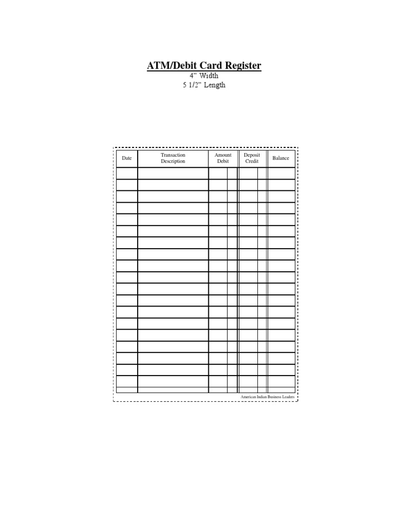 Debit ATM Register 0 | PDF