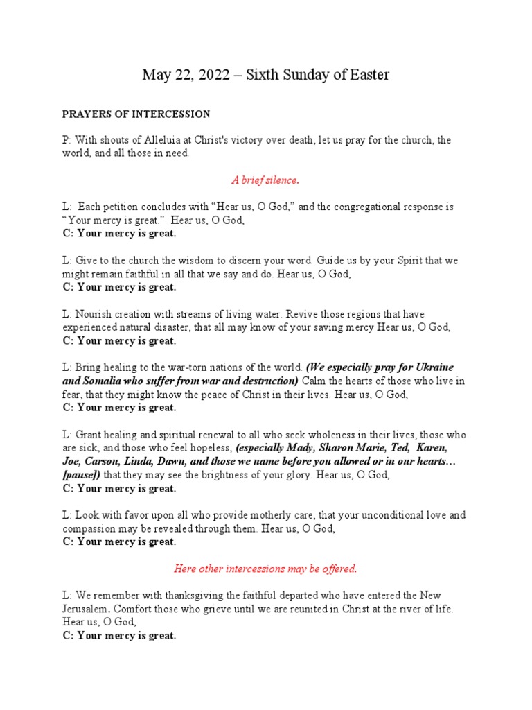 5th sunday of easter prayer pdf