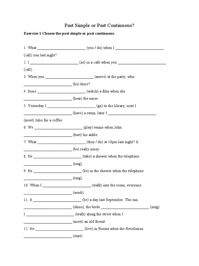 Past Simple vs. Past Continuous Exercises | PDF