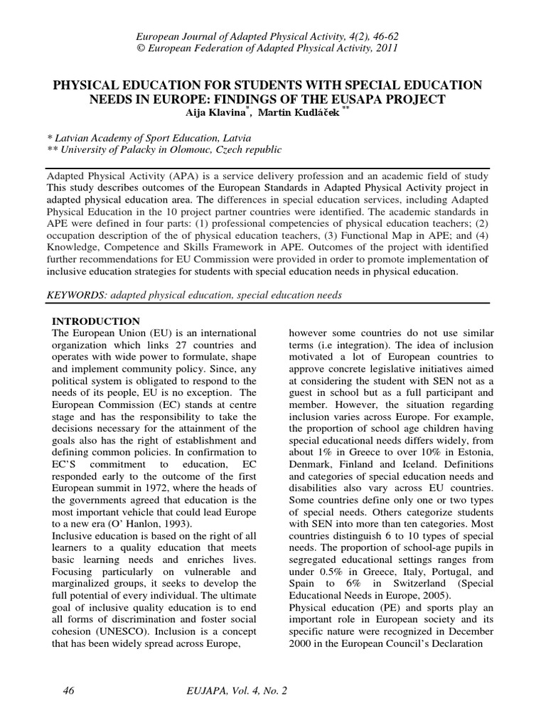 Physical Education For Students With Spe PDF Special Education