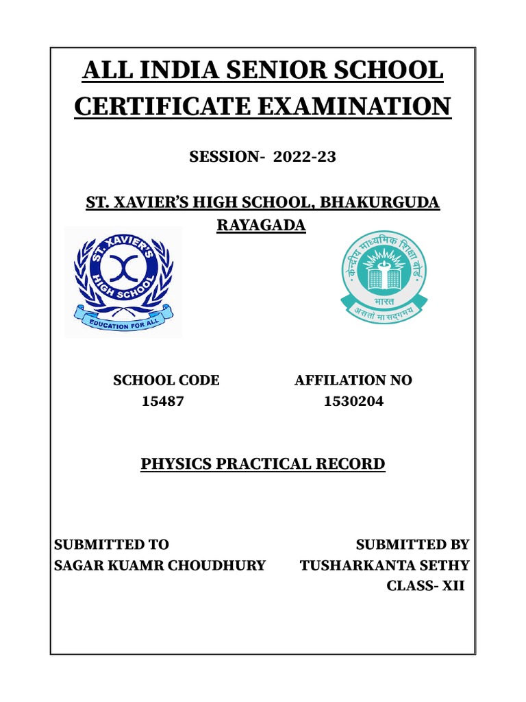Physics Practical Record Class XII | PDF