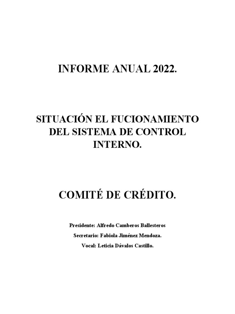 Informe Anual Comité de Auditoria Control Interno 2022 | PDF ...