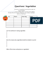 Vegetables Revision Questions