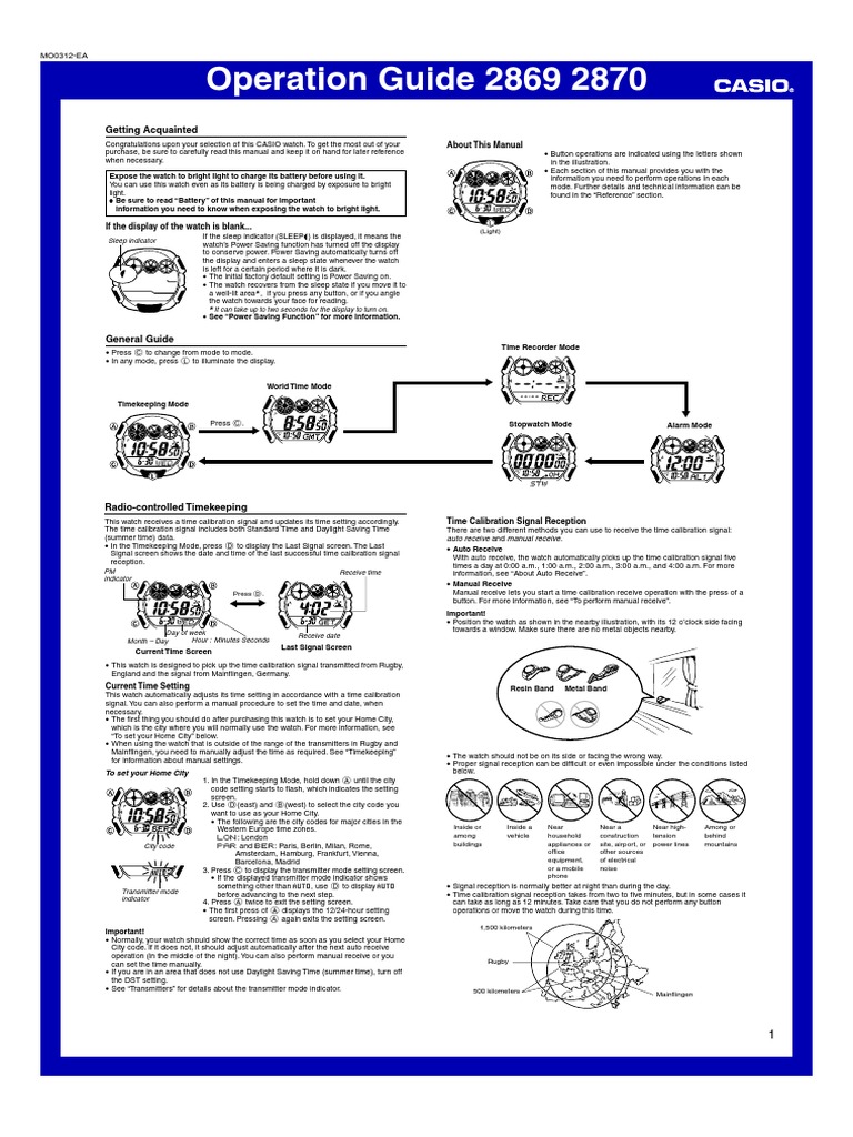 Casio MTG 930/900 Operation Guide | PDF | Daylight Saving Time | Clock