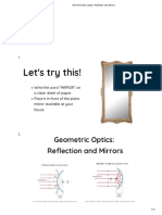 G10 Geometric Optics: Reflection and Mirrors