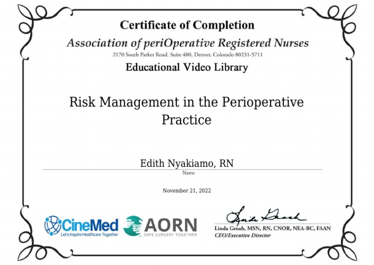 Risk Management in The Perioperative Practice PDF
