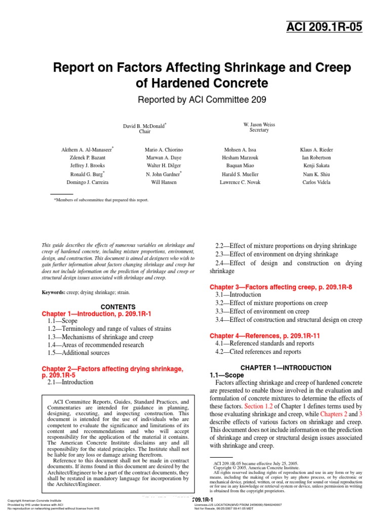 aci-209-1r-05-report-on-factors-affecting-shrinkage-and-creep-of