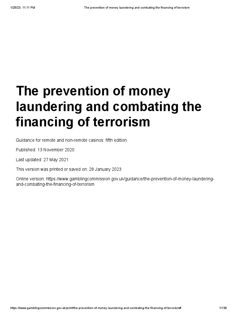 The prevention of money laundering and combating the financing of