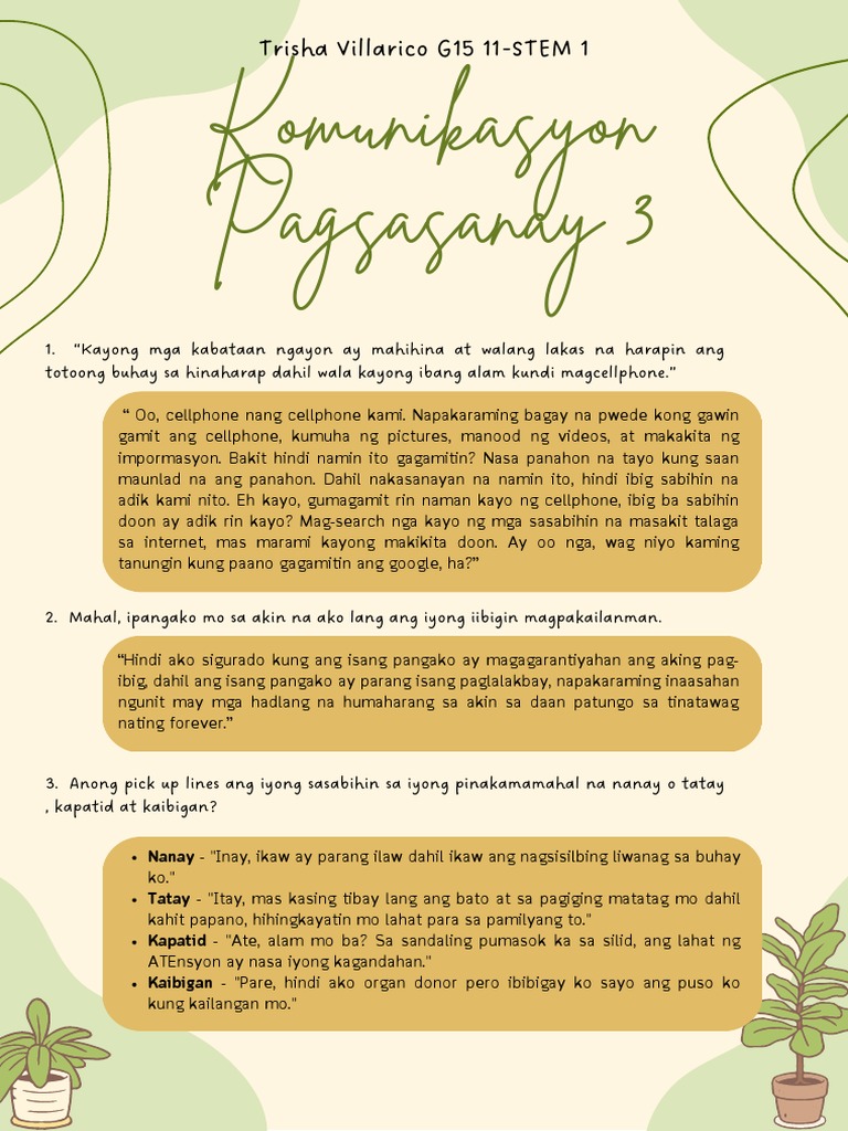 Komunikasyon Pagsasanay 3 | PDF