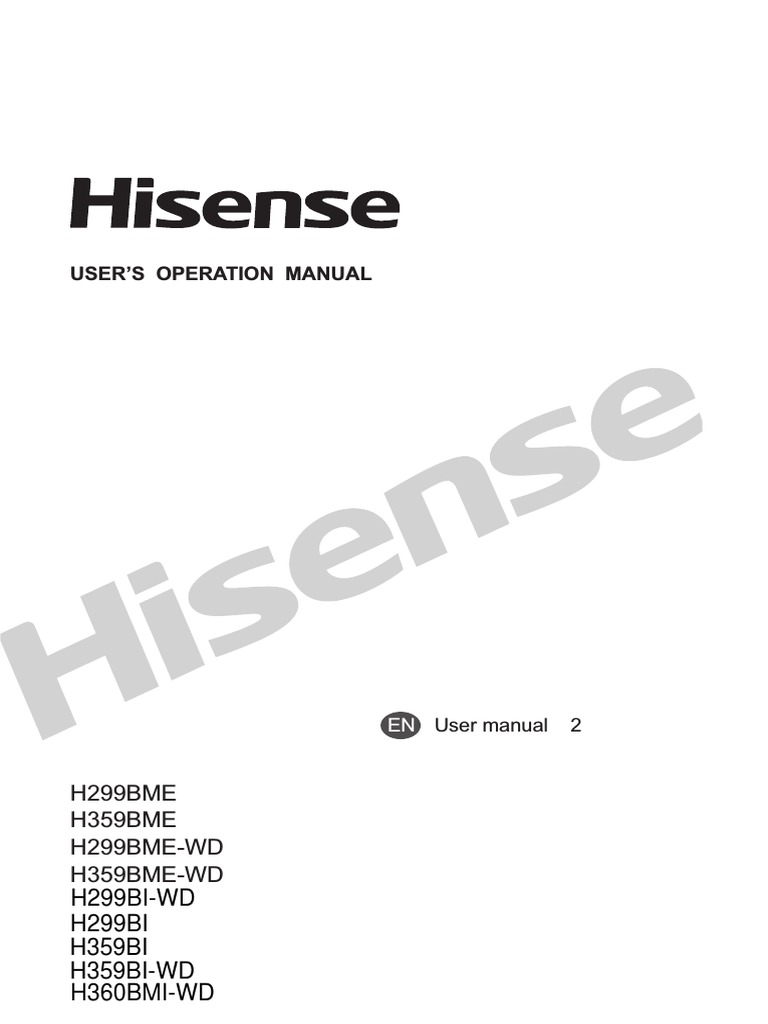 Hisense User Manual Manual For H299BIWD PDF Refrigerator Ac
