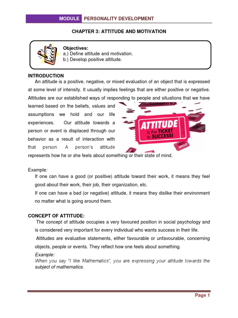 Attitude and Motivation in Success | PDF | Attitude (Psychology ...