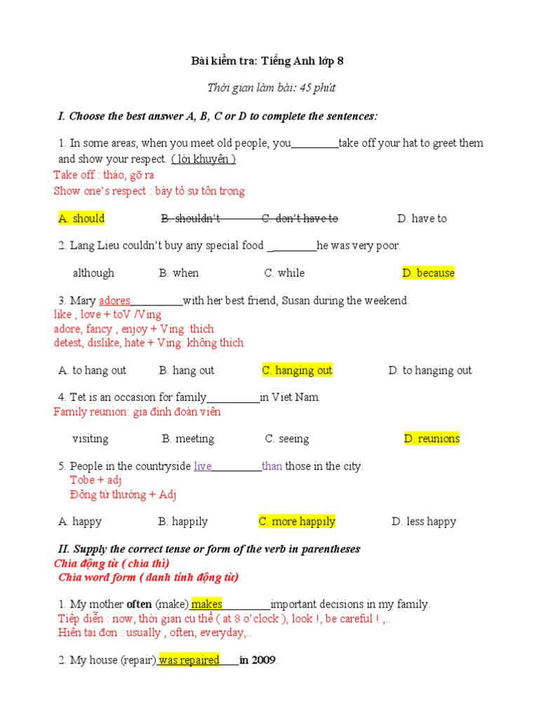 B i test ti ng anh l p 8 pdf sausage food and drink preparation