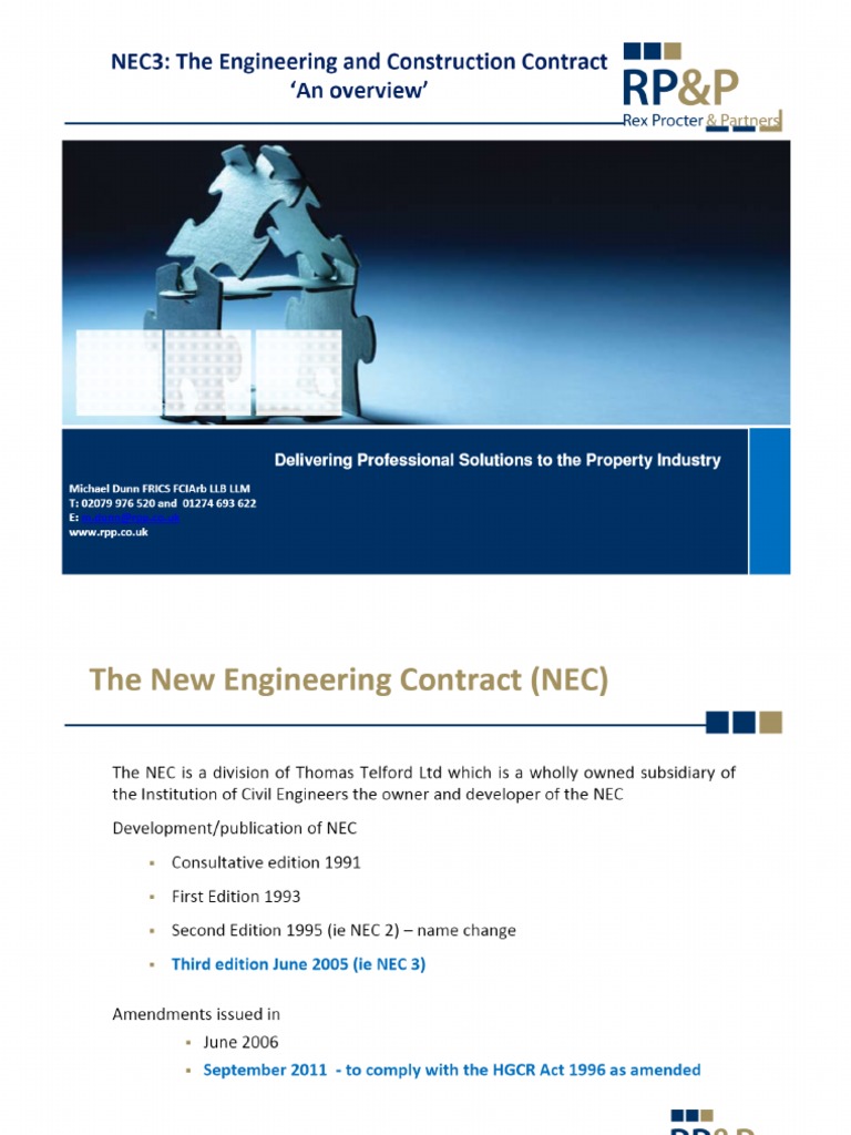 NEC3 - The Engineering and Construction Contract An Overview - PDF | PDF