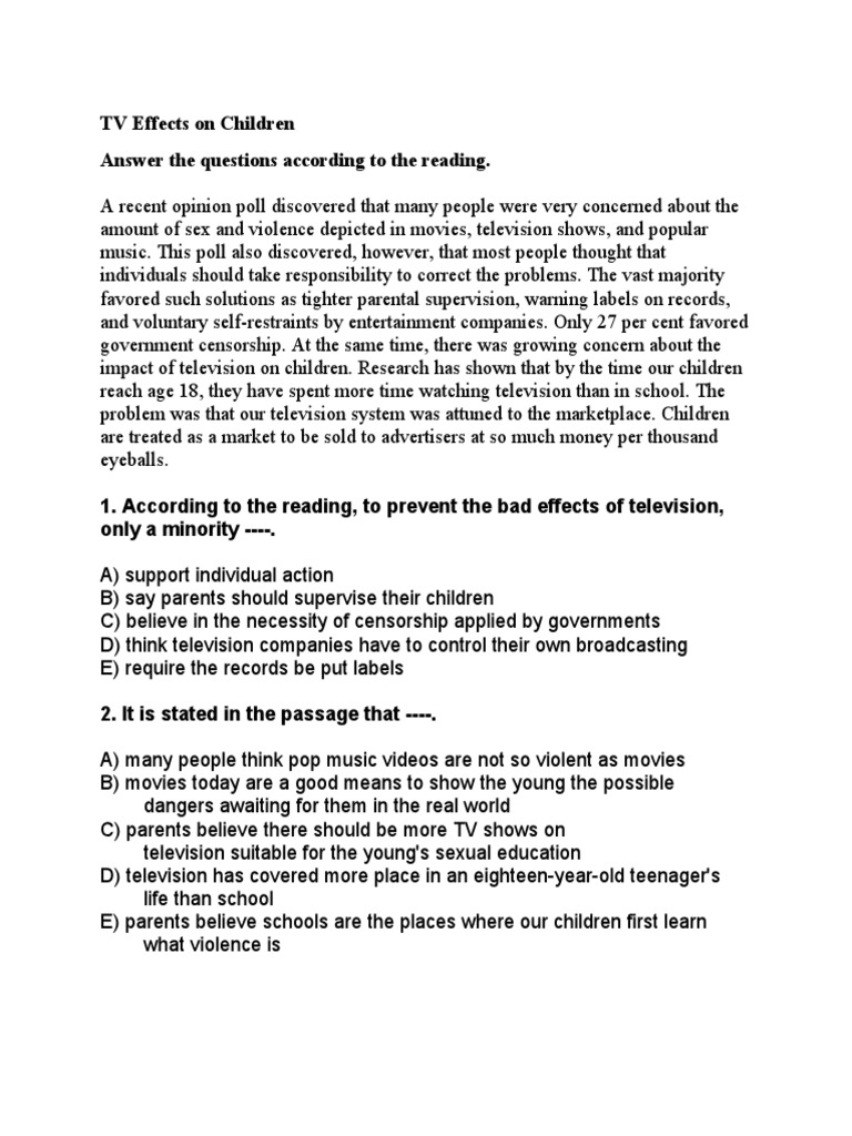 TV Effects On Children | PDF | Social Institutions