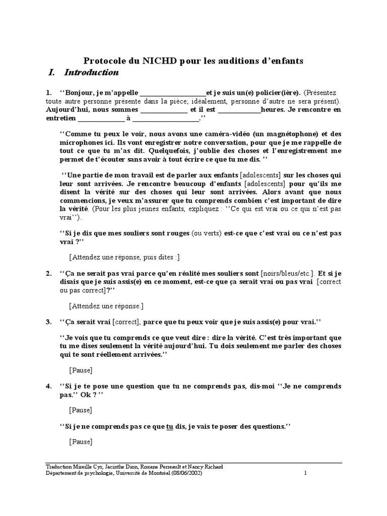 Nichd Protocol Forensic | The NICHD Investigative Interview Protocol: A ...