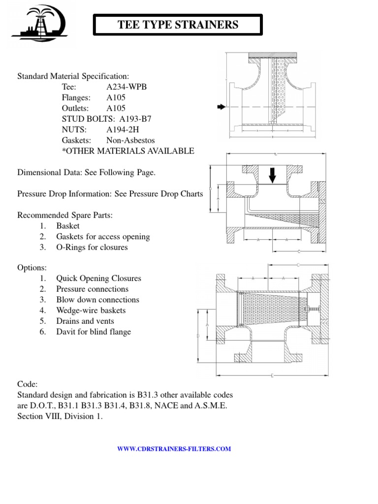 CDR Tee Strainers PDF Mechanical Engineering Industrial Processes