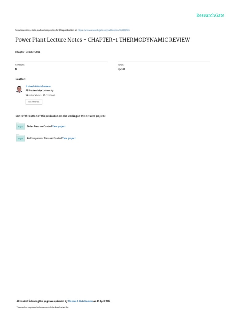 THERMODYNAMICS REVIEW intelligence overview